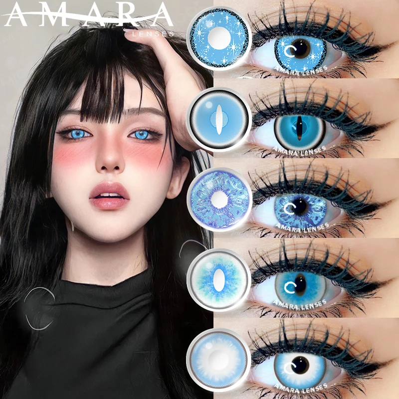 AMARA Blue Color Contact Lenses for Eyes Cosplay Yearly Makeup Halloween Beauty Color Contact Lenses Cosplay Anime Accessories