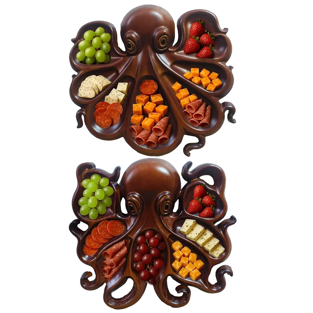 

Octopus Design Wood Charcuterie Platter for Cheese Meats & Fruit Charcuterie Boards Gift for Seafood Lovers & Entertainers
