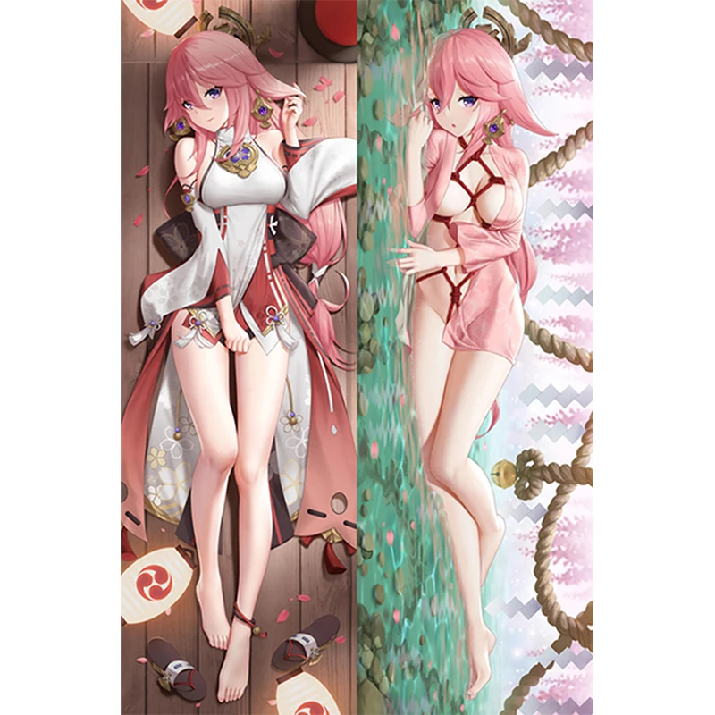 

Dakimakura Anime Genshin Impact Yae Miko Ganyu Keqing Raiden Shogun DoubleSided Print Fullbody Pillowcase Life-size Pillow Cover