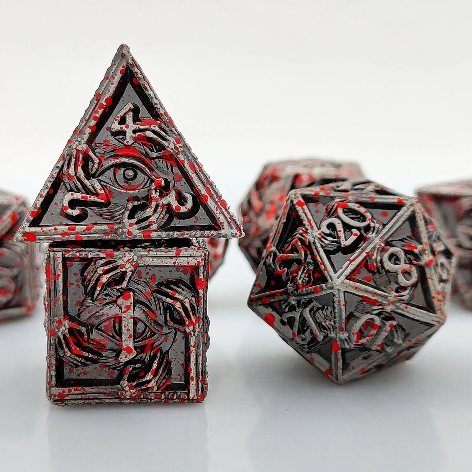 Boardgame 7 Piece Polyhedral Role Playing RPG D And D Metal Dice D20 D12 D10 D8 D6 D4 Dungeons Dragons DND Husband Sets Gift