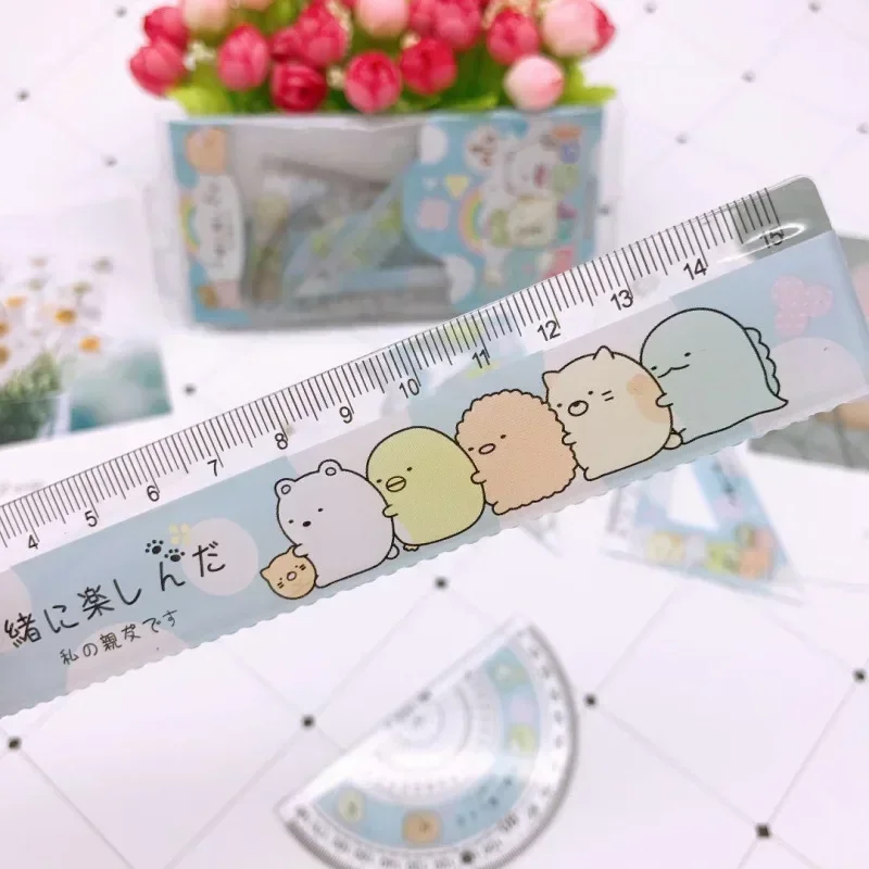 4 in 1 Kunststoff gerade Dreieck Lineal Set Kawaii Winkelmesser Zeichnung Zeichnung koreanischen Briefpapier Kinder Geschenk Schule Bürobedarf