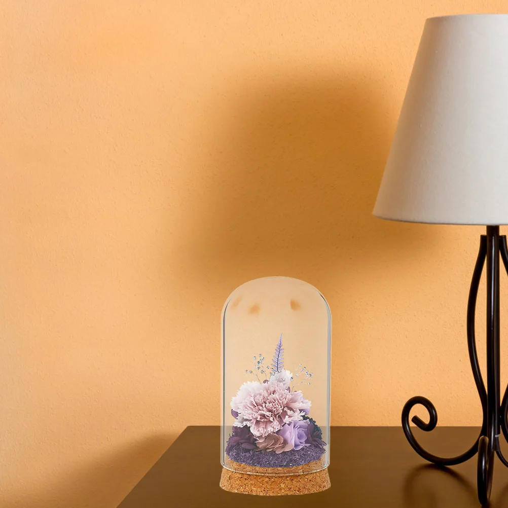 

Glass Dome With Base Clear Preserved Flower Cover For Desktop Decor Micro Landscape Vase Transparent Display Bell Jar