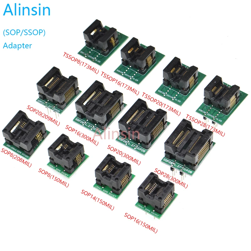 SOP8/SOP14/SOP16/SOP20/SOP28/TSSOP8/TSSOP16/TSSOP20/TSSOP28 TO DIP programmer adapter socket 150MIL 208MIL 300MIL 173MIL DIP8 28