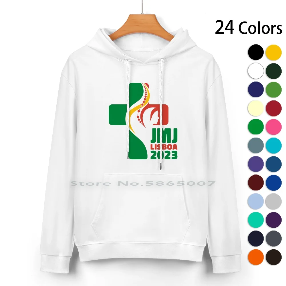 World Youth Day Lisbon 2023 Jmj Lisboa 2023 Pure Cotton Hoodie Sweater 24 Colors World Youth Day Lisbon 2023 Jmj Lisboa 2023