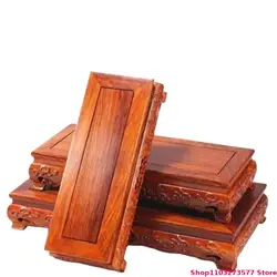 Wooden Carved Pattern Display Stand Miniature Model Sculpture Display Stand Garden Bonsai Plant Decoration Incense Burner Base