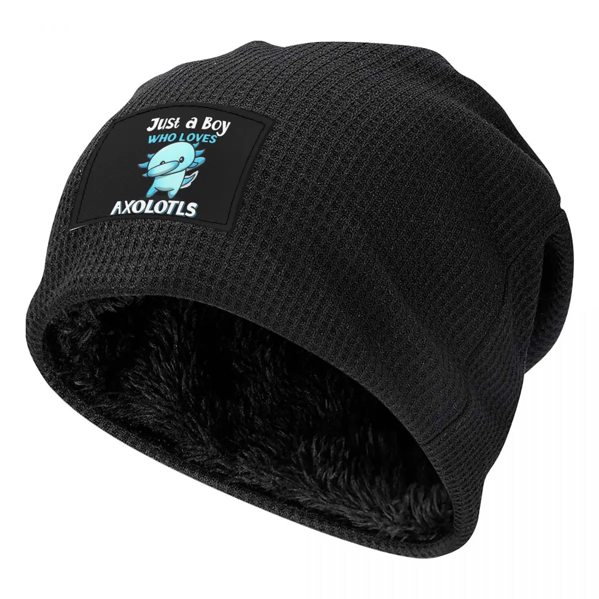 Just A Boy Who Loves Axolotls Beanies Caps Fleece-Lined Bonnet Hat Warm Fashion Autumn Winter Outdoor Skullies Hats
