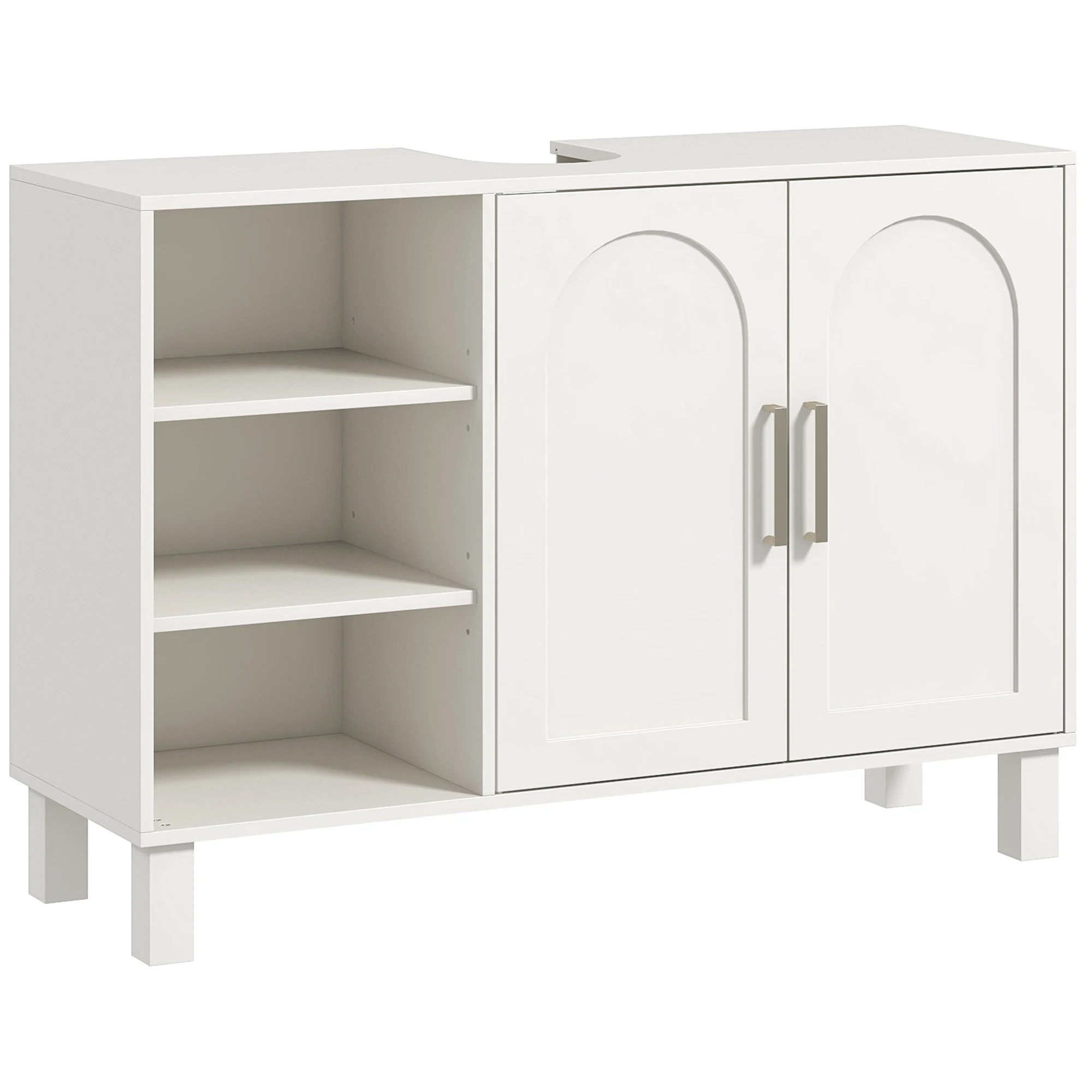 HOMCOM furniture under basin with 2 doors and adjustable shelves 90x30x63 cm cream