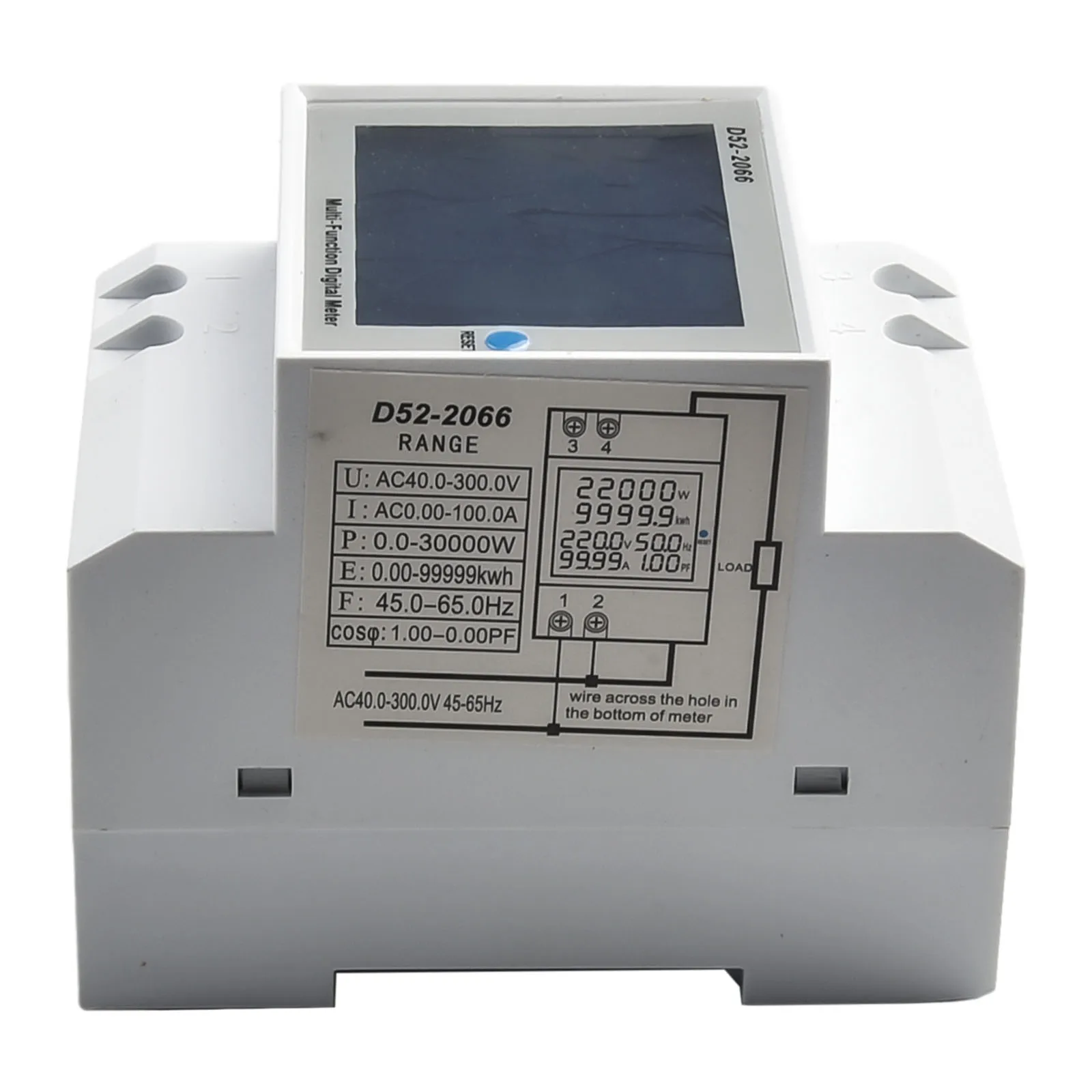 Multi Function AC Power Meter with DIN Rail Mount Measure Voltage Current Power Energy Frequency and Power Factor