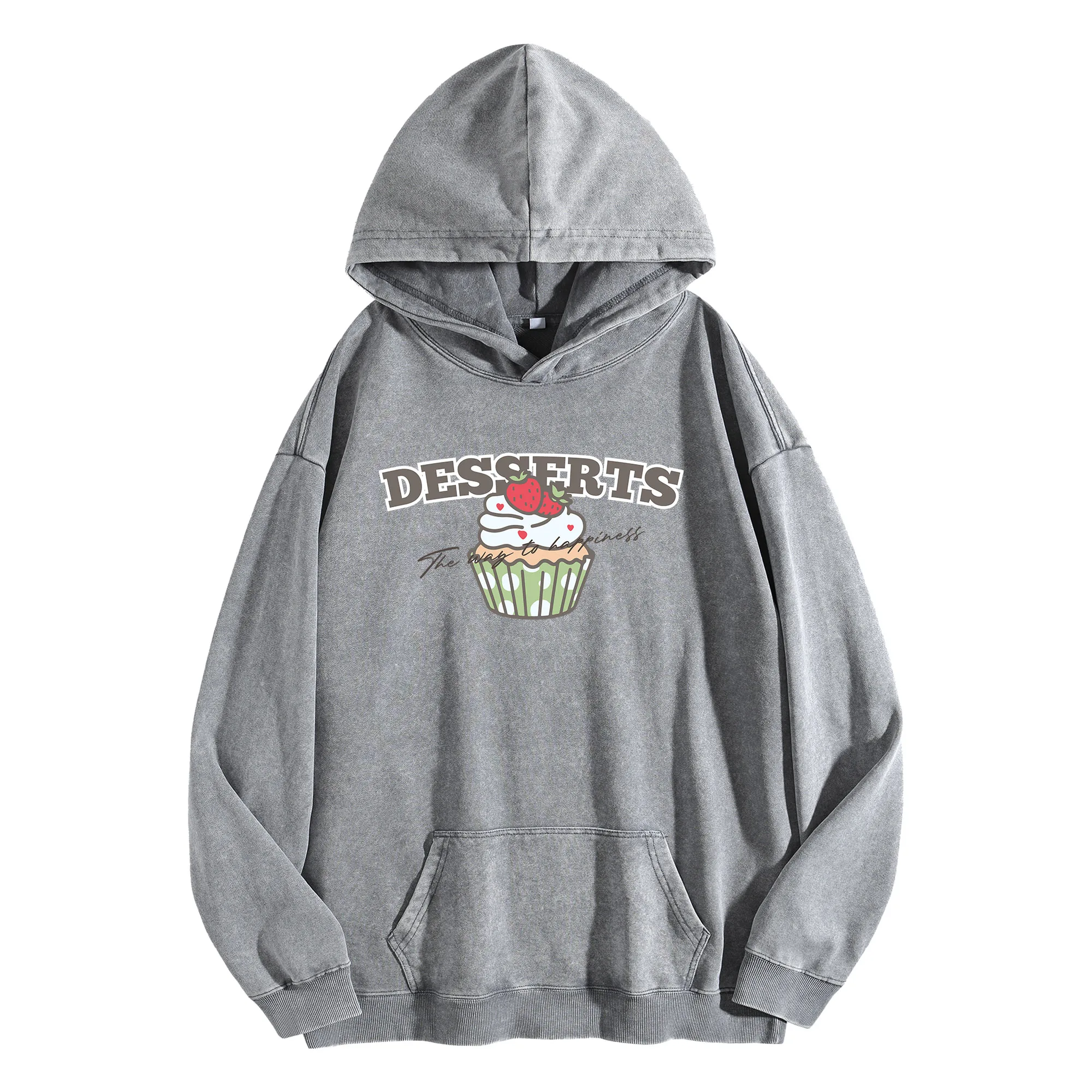 الحلويات طباعة الرسم 400G خمر غسلها هوديي للجنسين المتضخم الشارع الشهير البلوز مجموعة الخريف/الشتاء #1