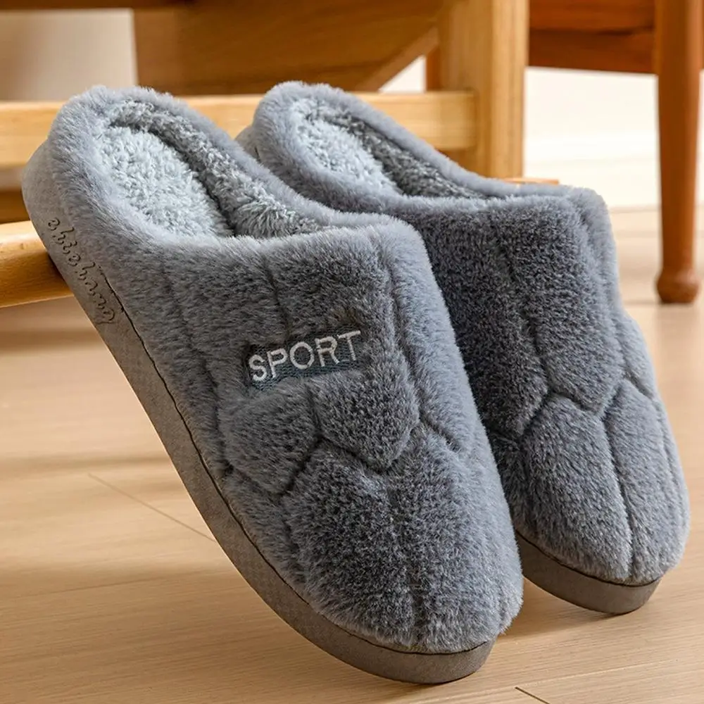 

Толстые зимние теплые мужские меховые тапочки, домашняя нескользящая мягкая обувь, удобные домашние плюшевые тапочки на плоском каблуке для спальни для пар
