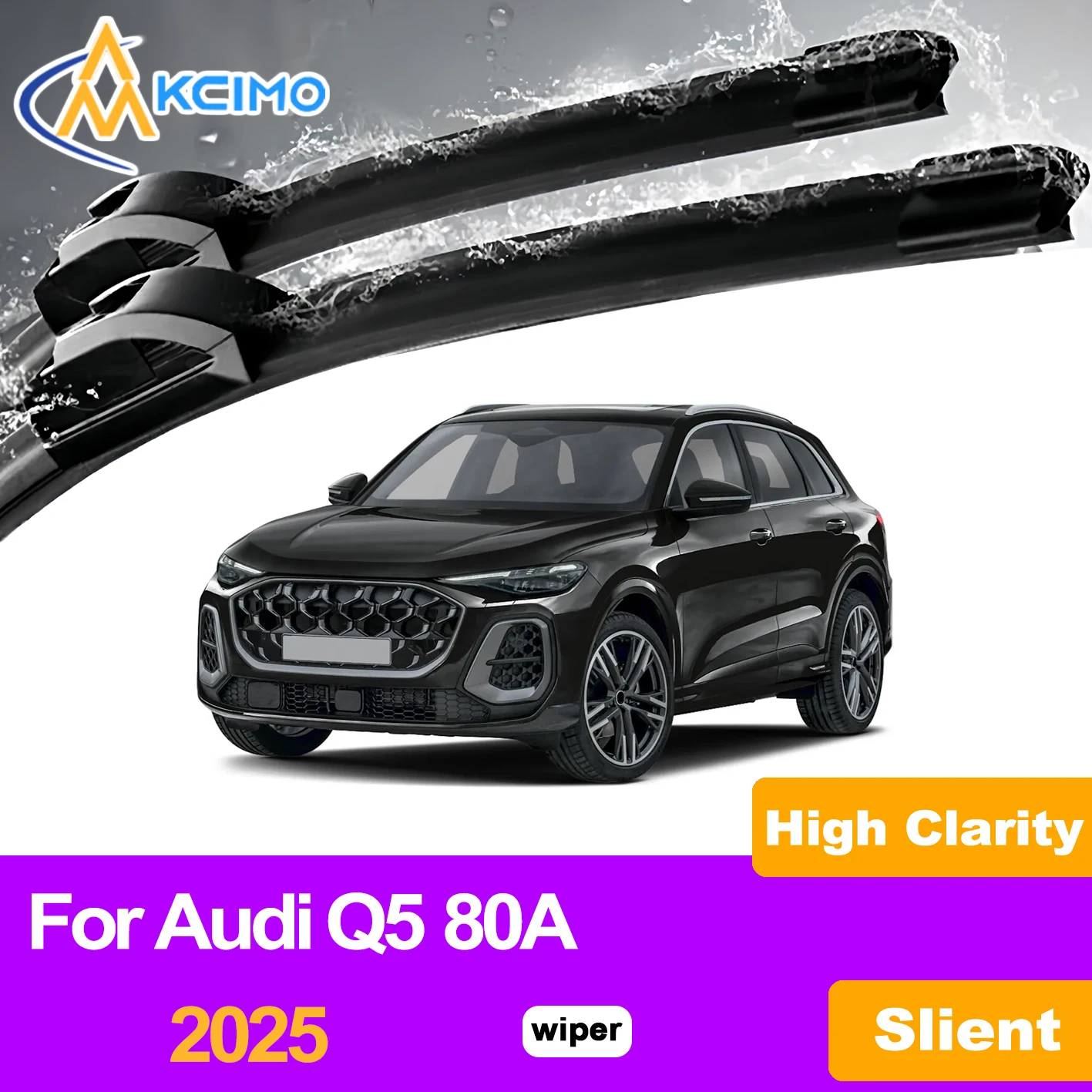 

KCIMO 2PCS Front Windshield Wiper Blades For Audi Q5 80A 2025, Durable Rubber Streak Free Smooth Cleaning Auto Wiper Blades