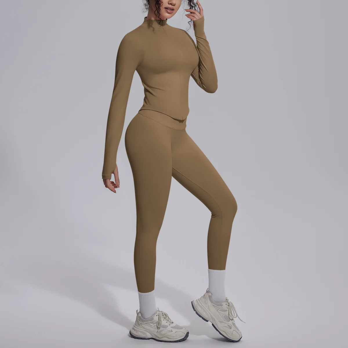 

Women 2 PCS Yoga Outfit Sets Full Zip Long Sleeve Gym High Waist Leggings Workout Gym Fitness TracksuitTights