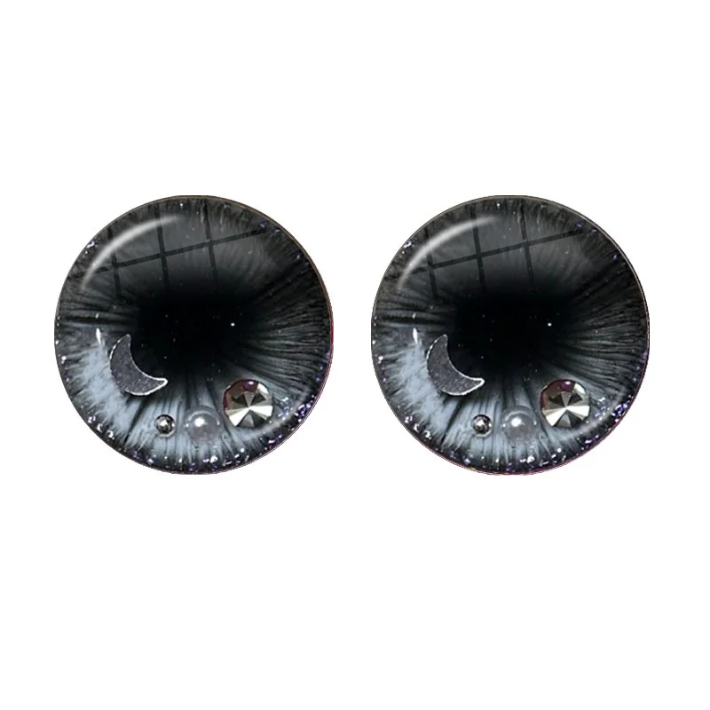12pcs/Bag Blythe Doll Pupil Eyes Chips Anime Black Series 10mm-40mm Glass Eye DIY Jewelry Making Supplies Bulk Items Wholesale