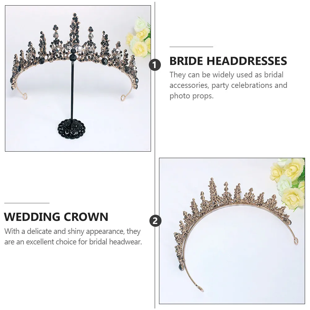 Retro Crown Headband Set for Women – 3pcs Baroque Alloy Wedding Tiara, Headdress & Earrings