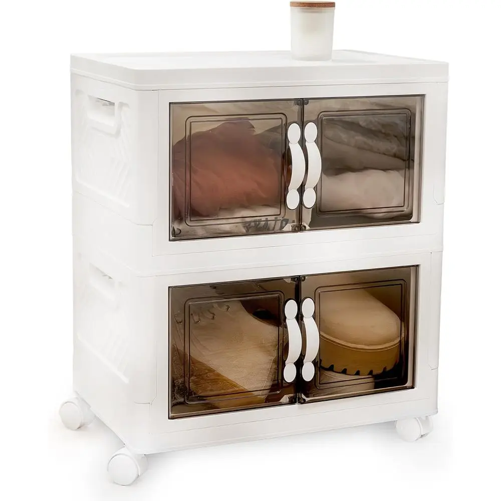 

26QT Штабелируемые контейнеры для хранения с крышками – 2-уровневый органайзер на колесиках, пластиковые контейнеры с крышками – Многофункциональное хранение и организация