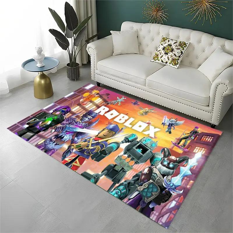 Tapis de dessin animé 3D R-Robloxs Games pour la maison, le salon, la chambre à coucher, le canapé, le paillasson, la décoration, le tapis de sol antidérapant, cadeau