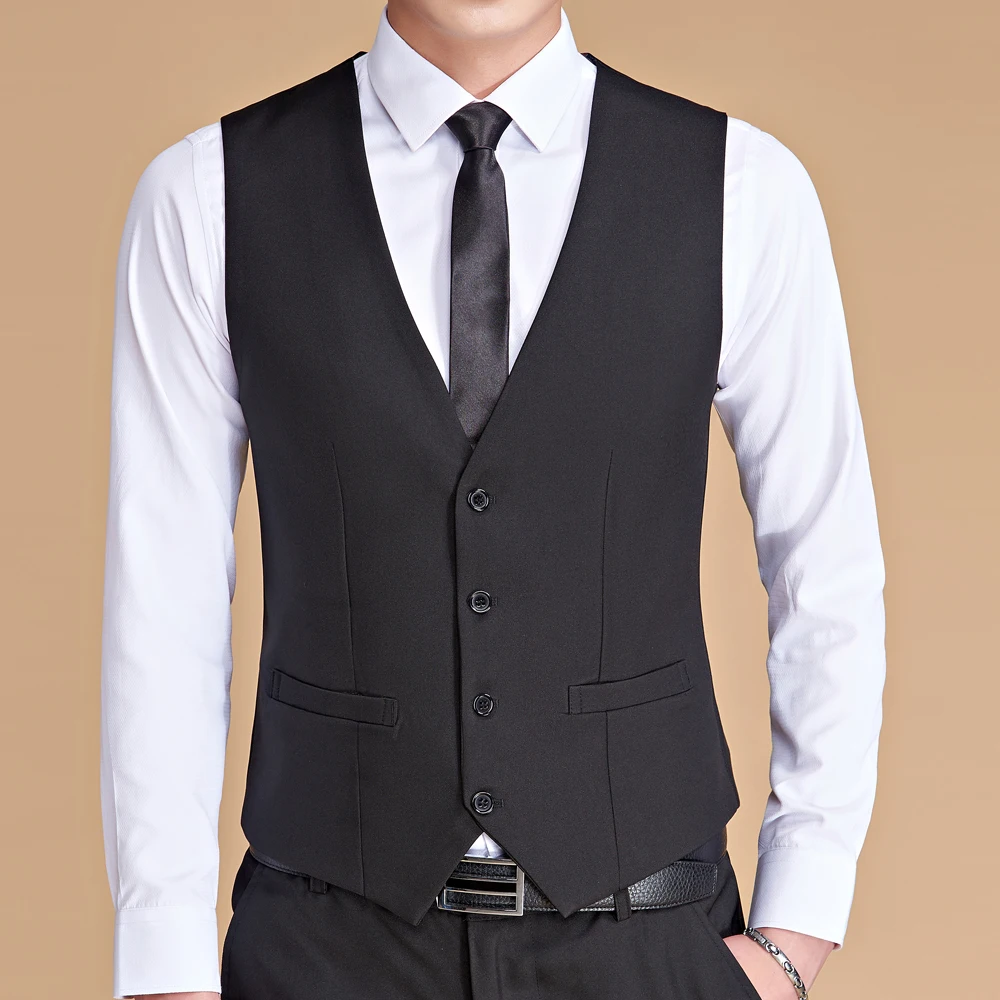 Vest Men 2022 New Fashion Casual High Quality Solid Color Single Breasted Slim Large Size Business Vest Waistcoat Men