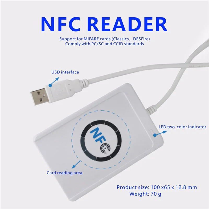 【RECOMENDAR】10X ACR122U RFID IC lector de tarjetas inteligentes duplicador escritor sin contacto copiadora clon grabable 13,56 Mhz ID IC copiadora de tarjetas