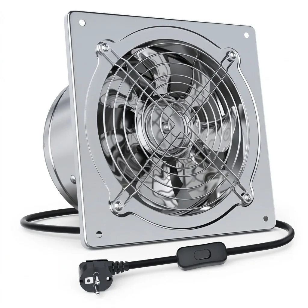 6/8 Inch EU Standard Stainless Steel Exhaust Fan, 220V Rustproof Ventilation Fan with Switch Wire
