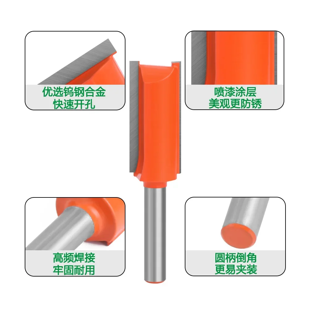 Orange 8-handle Double-edged Straight Blade for Woodworking Slotting Tungsten Steel Alloy Cutting Head