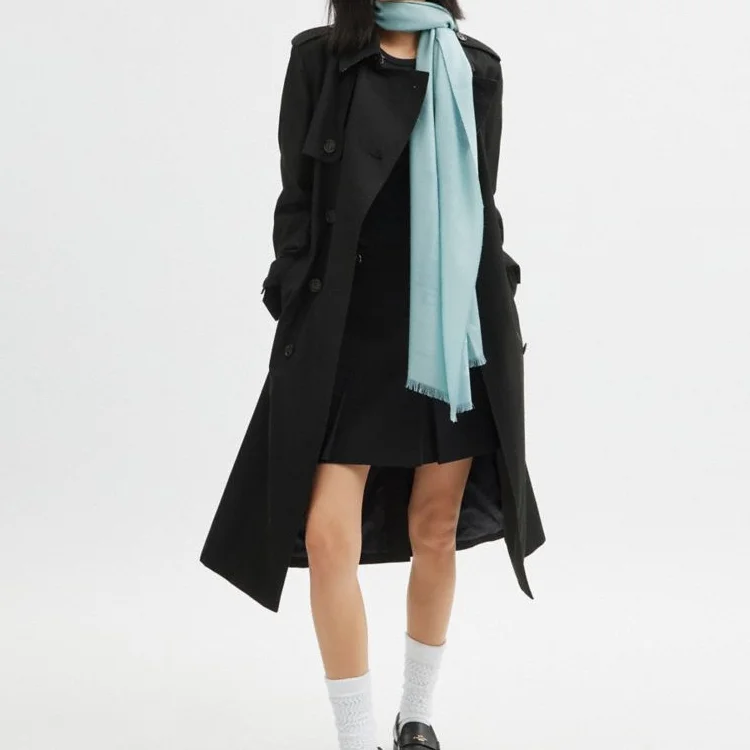 COACH Original Design Sheep Wool, Leather Knit Scarves Unisex Blue CQ719-LBL