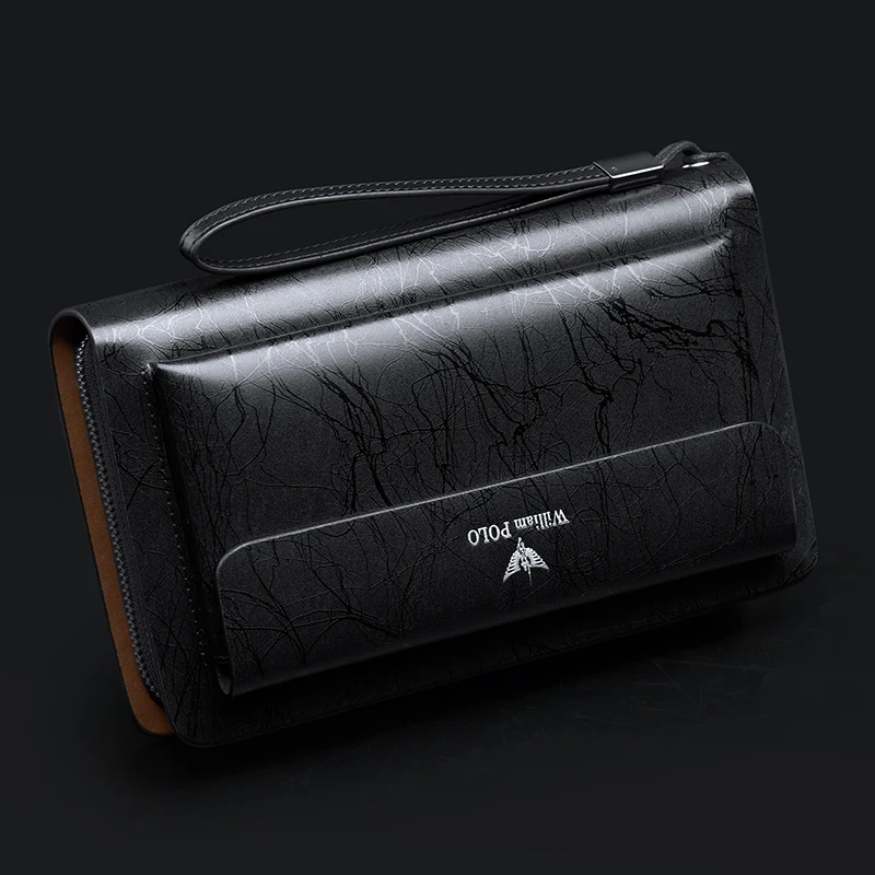 Men's Business Handbag, Large Capacity Leather Wallet, Fashion Phone Bag, Personalized Card Bag - Image 5