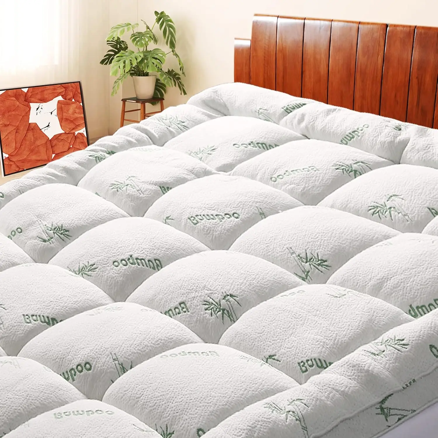 

Cooling Bamboo Mattress Topper Twin Size, Extra Thick Breathable with Deep Pocket 8-21"