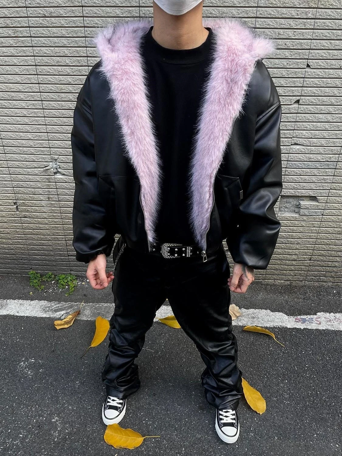 

Punk Hoodies Leather Jackets Autumn And Winter Unisex Faux Fur Collar Jakect Coats Gothic Streetwear Motorcycle Thermal Jackets