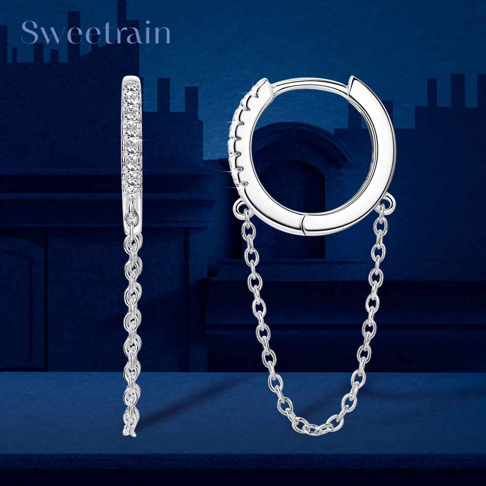 

Длинные серьги с кисточками Sweetrain, 1,2 мм, серьги-капли с муассанитовой цепочкой, серьги-гвоздики из стерлингового серебра 925 пробы для женщин, ювелирные изделия