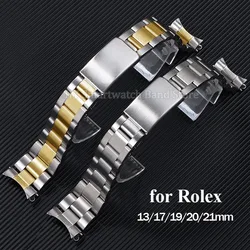 Curved End Strap 13mm 17mm 18mm 19mm 20mm 21mm for Rolex for Water Ghost Strap Stainless Steel Wrist Band Replacement Bracelet