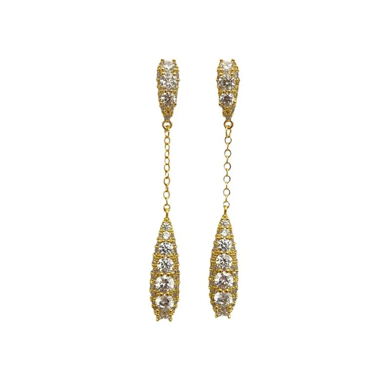 Teardrop‑Shaped Zircon Stud Earrings, Minimalist Cold‑Style Fashion Earrings for Women, Light‑Luxury High‑End Exquisite Jewelry