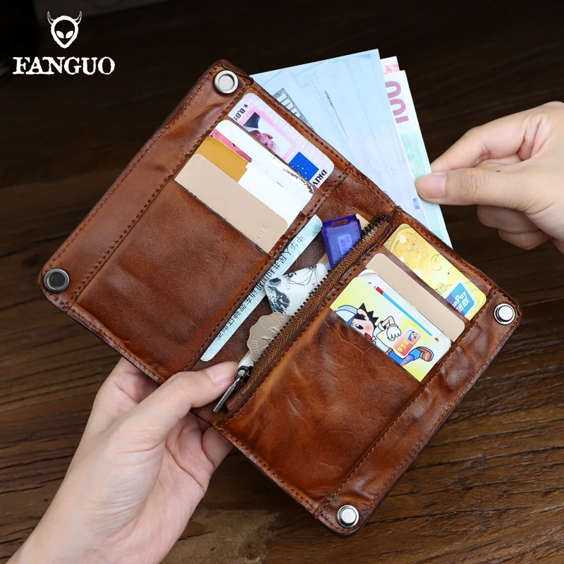 Original Leather Wrinkle Wallet Brand 100% Cow Leather Vertical Mens Wallets Vintage Money Clips Luxury Men Short Billfold Purse