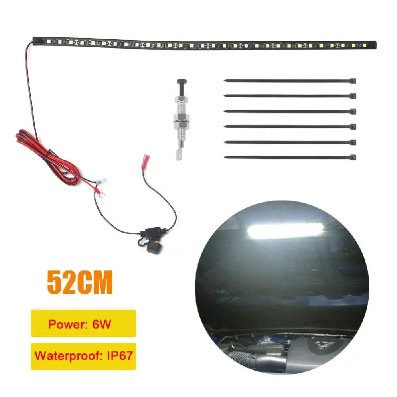 Universal Car Under Hood LED Light Strip 52cm LED Light Bar With Switch Control Car Engine Repair Work Light Car Maintenance Kit