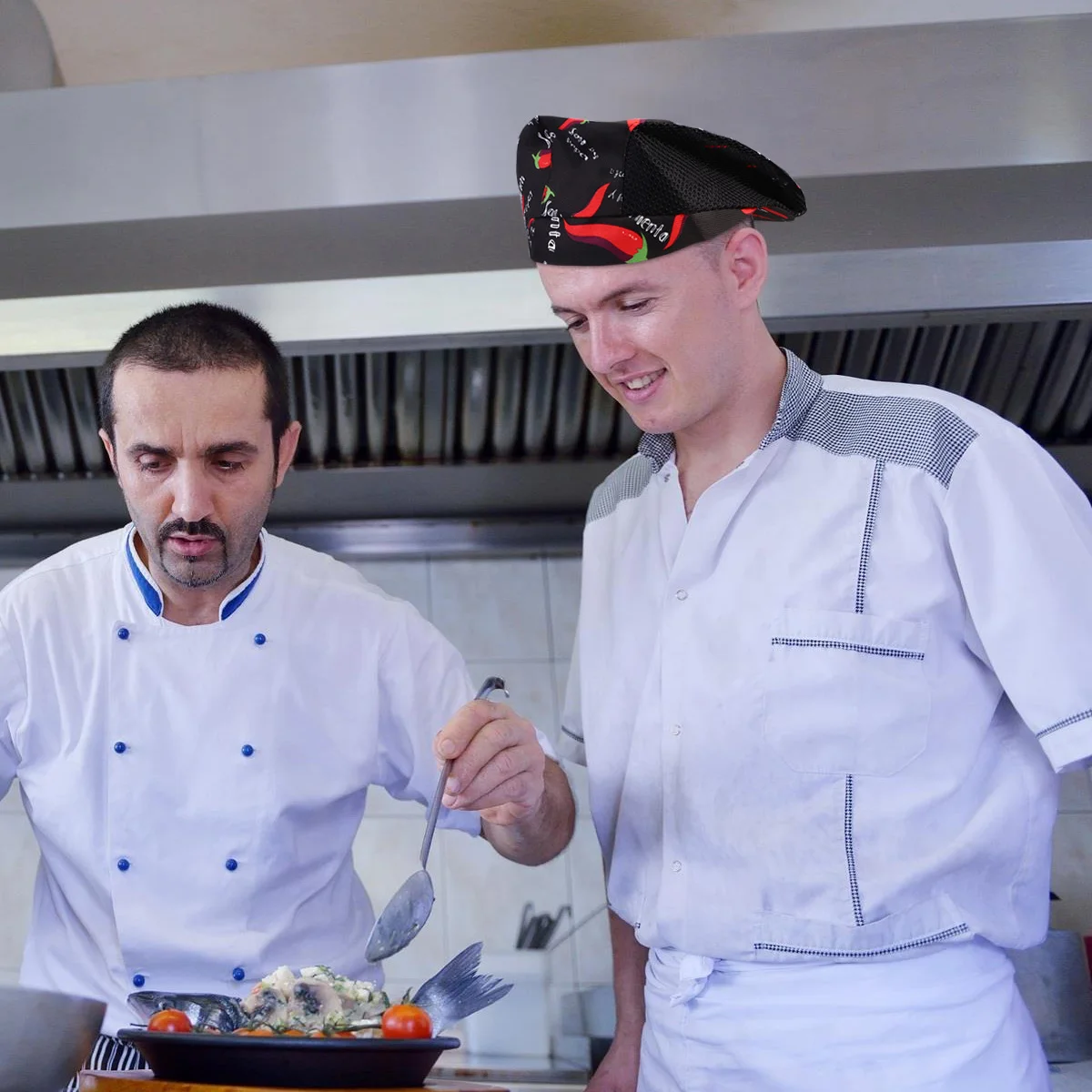 

2pcs Work Beret Kitchen Caps Mens Ladies Cooking Chef Hat Hats Adults Waiter Cap Restaurant Waiter Cap Working Uniform