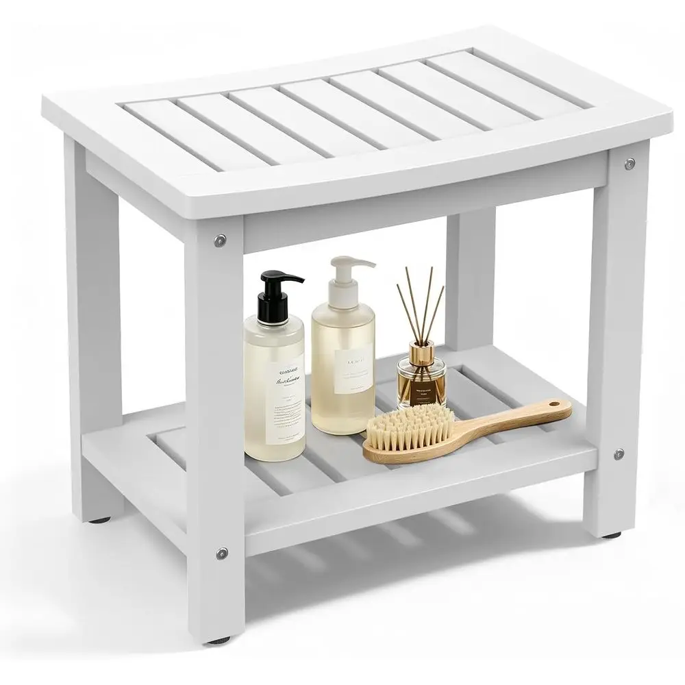 21 Durable Poly Shower Bench, Waterproof Seat with Storage, Wide Non-Slip Indoor/Outdoor Shower Chair, Easy Maintenance