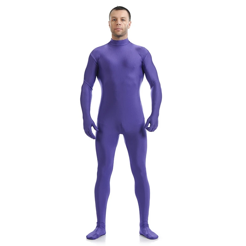 Ainclu Spandex Roll kragen pullover Zentai Nylon voller Body zurück Reiß verschluss enger Anzug zweite Haut Tanz tragen Halloween Cosplay Outfit