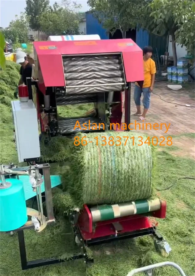 Fresh Alfalfa Corn Straw Baler And Film Wrapping Machine /Fermented Silage Stretch Film Wrapper Machine