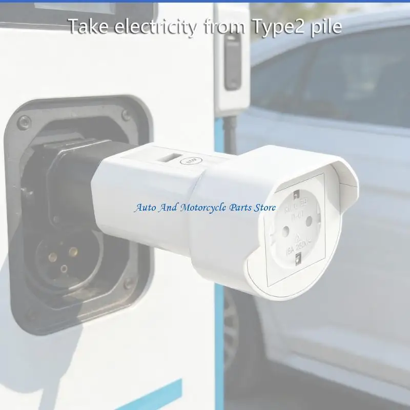 P9FD Discharging Plug For Type 2 Stations To UK Socket Featuring Display and Power Off For  Safety During Charging Operations