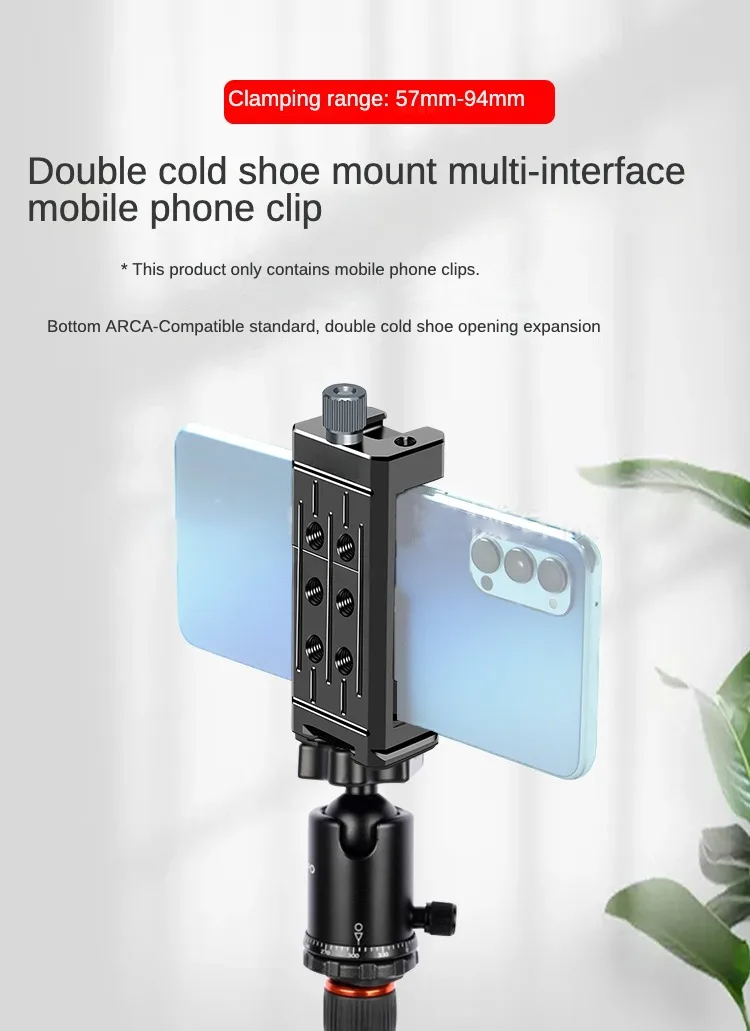 Metall Telefon Halterung Halter Telefon Clip Clamp Dual Kalten Schuh Halterung für 38mm Arca-Swiss Stativ Mikrofon Füllen licht Monitor Ständer – Detail 3
