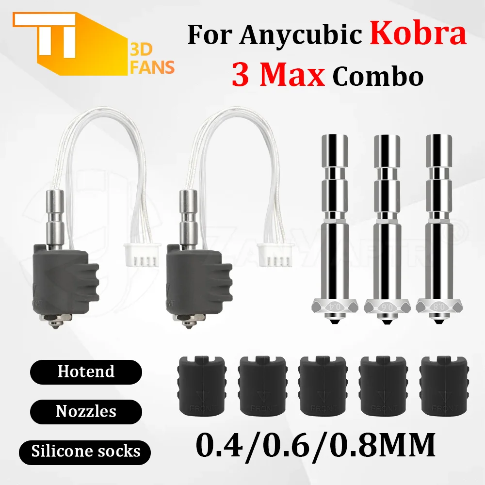 For Anycubic Kobra 3 Max Ceramic Hotend Integrated Hardened Steel Nozzle Thermistor Heating Component K3M 3D Printer Accessories