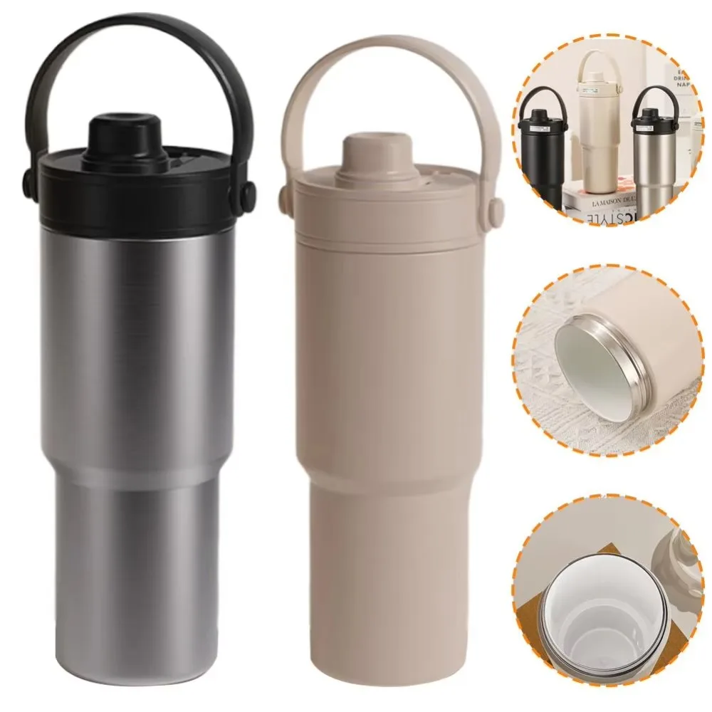 720ML Large Capacity Double Lid Straw Tumbler with 316 Stainless Steel Inner Thermal Insulated Cup Portable for Car Travel Use