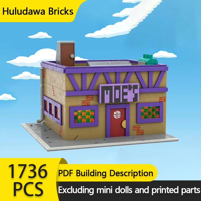 Popular Anime Street View Model MOC Building Brick Springfield Tavern Modular Technology Gift Holiday Assemble Children Toy Suit