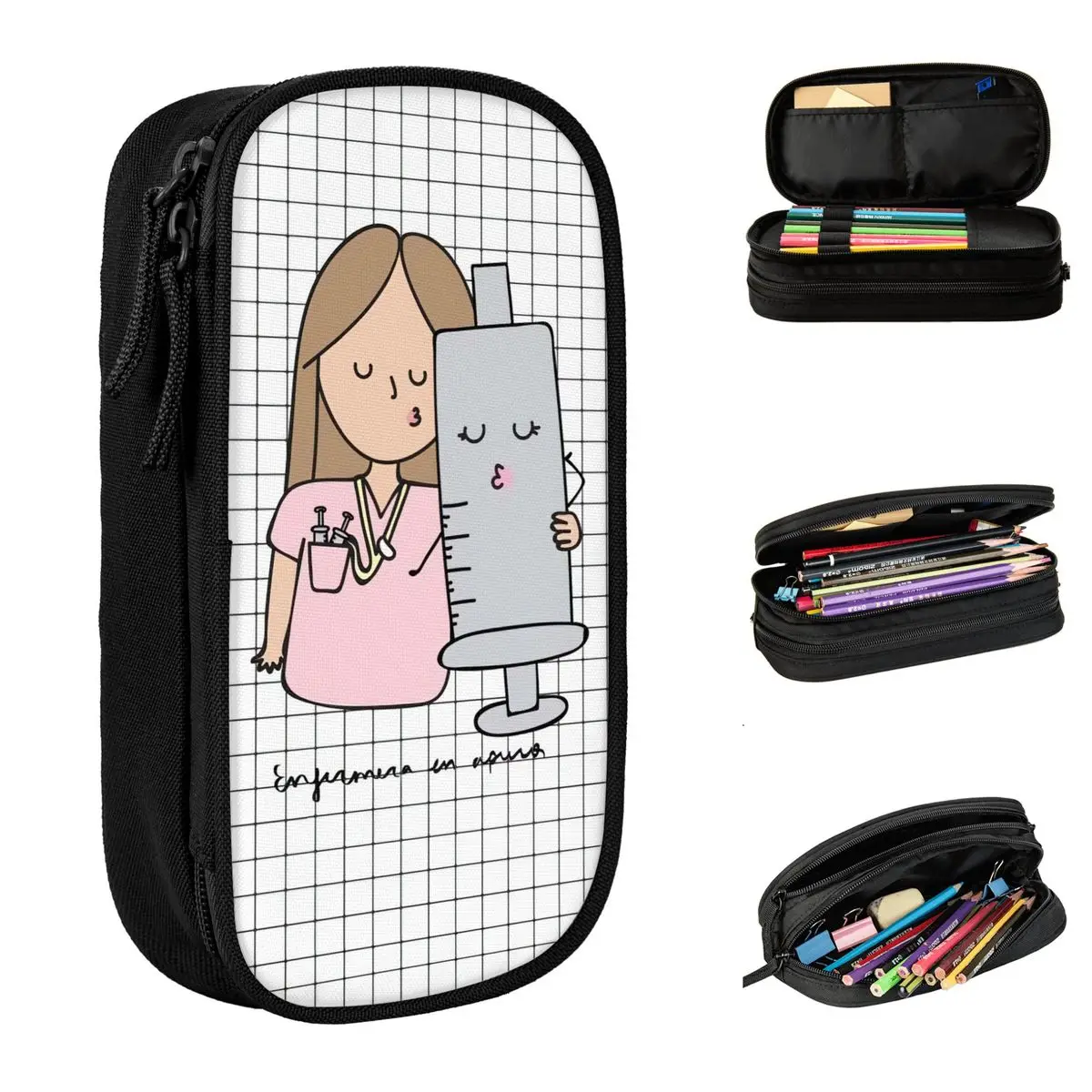 

Enfermera En Apuros Nurse Pencil Cases Cute Pen Box Bags Girls Boys Big Capacity School Supplies Gifts Pencilcases