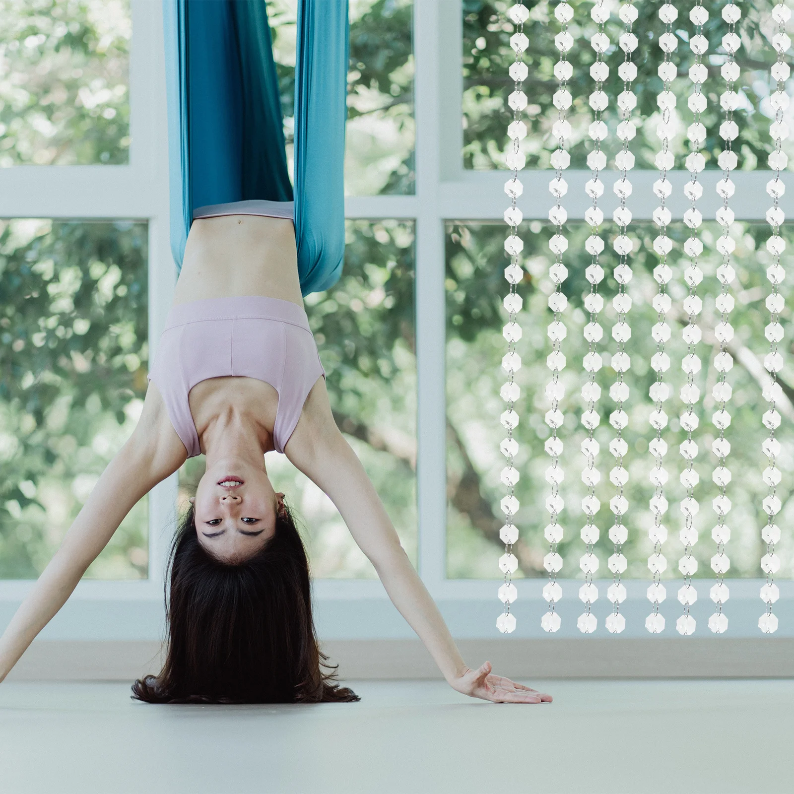 

5pcs Crystal Beads Curtain Premium Glass Rainbow Refraction Adjustable Length Doorway Window Decor Indoor Screen