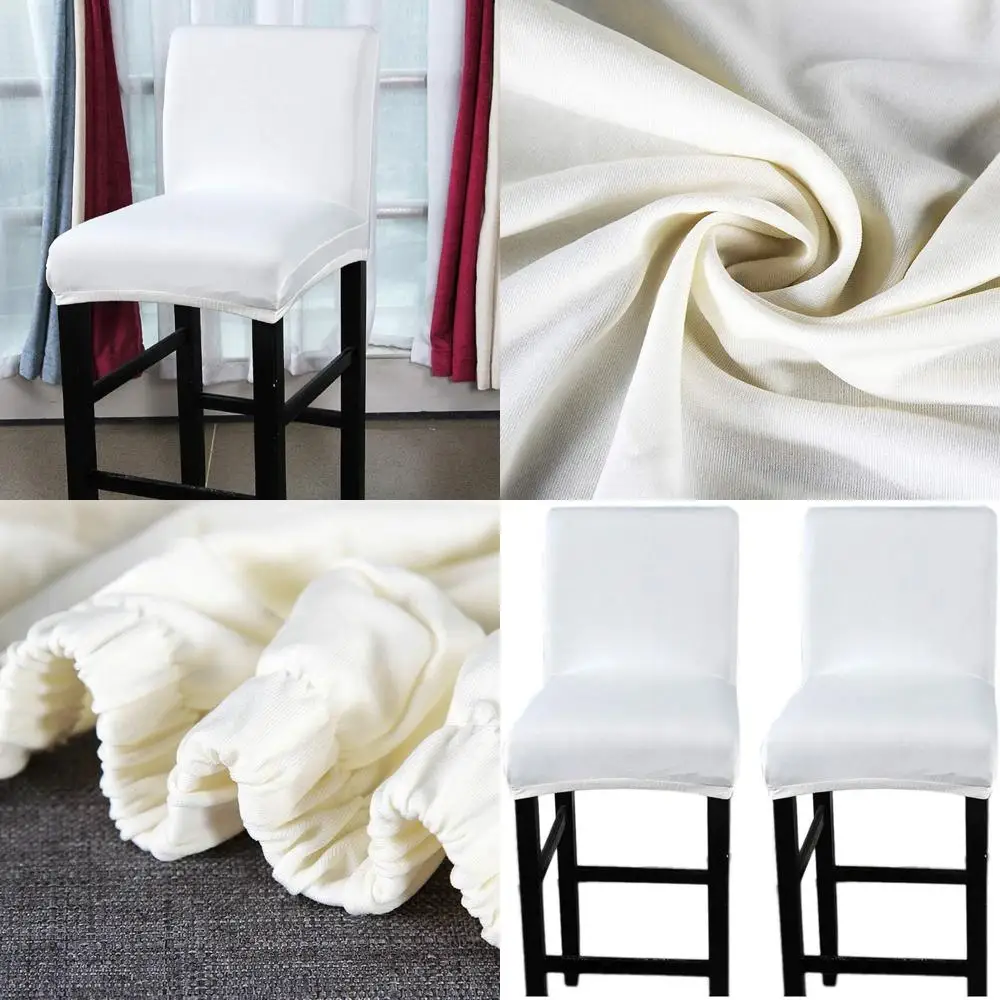 

White Stretchable Chair Slipcovers for Dining and Kitchen Bar Stools - Protective Seat Covers