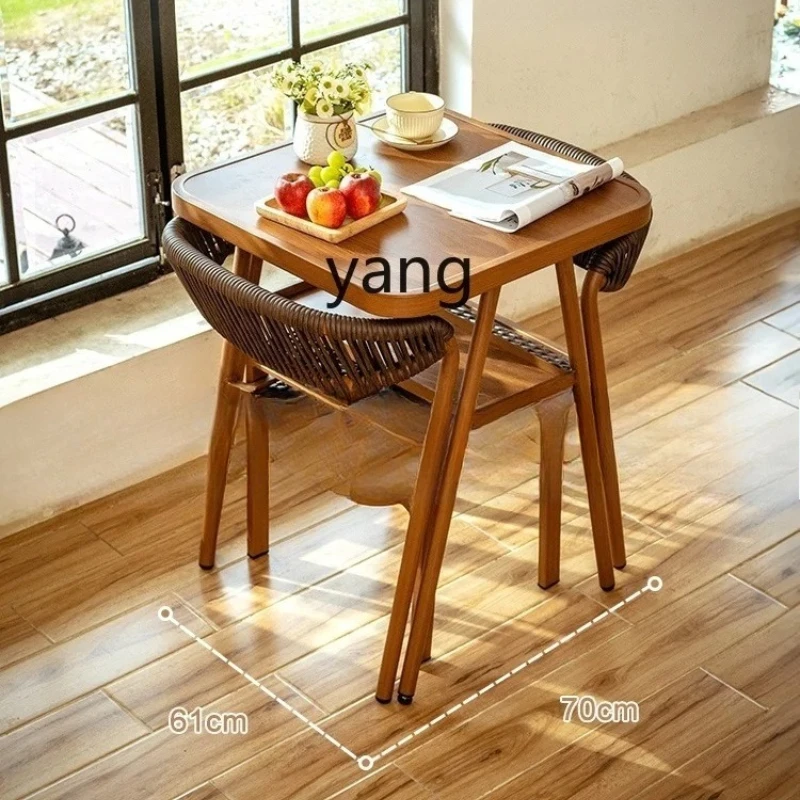 

LTT Balcony Table-Chair Set Small Apartment Home a Table and Two Chairs Outdoor Sun Protection Three-Piece Set