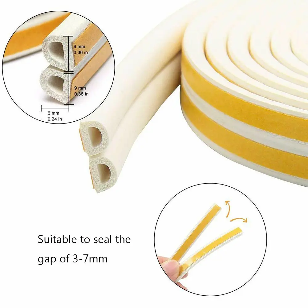 5/10M Self Adhesive Weather Strips Anti Collision Window Door Foam Draught Excluder Seal Strip