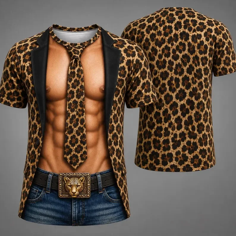 Men 3D Fake Pirate Leather Vest Muscle Tattoo Print Short Sleeve T Shirt Skull Graphic Tee Halloween Cosplay Tee Shirts