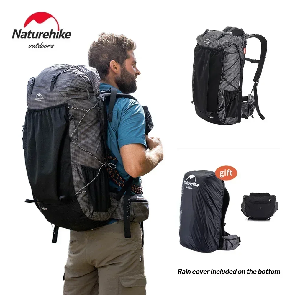 Naturehike Backpack 60+5 Liter Large Backpack Waterproof Man Trekking Travel Climbing Bag Tactical Backpack Hiking Rain Cover