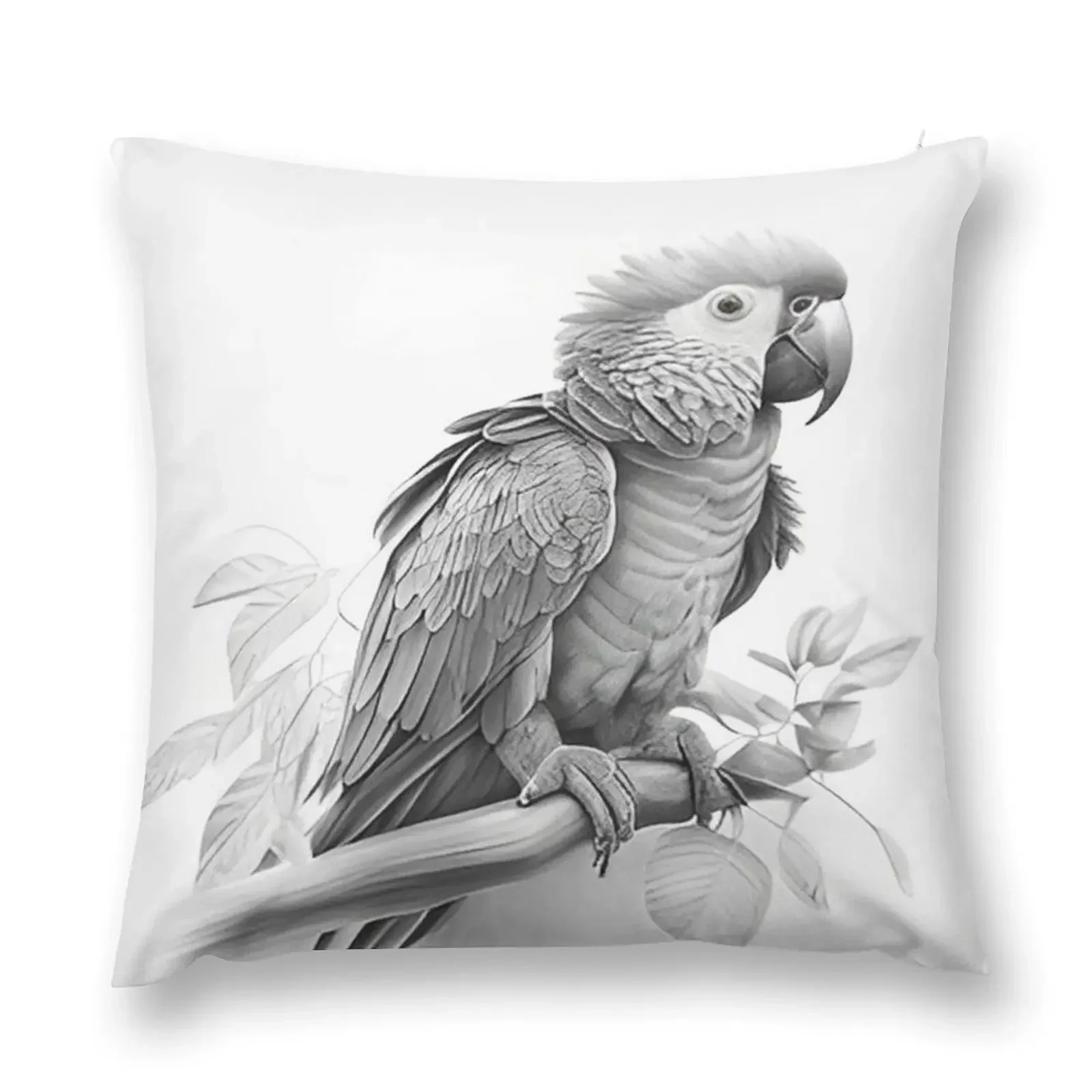 

Black and white Parrot pencil drawing Throw Pillow Pillowcase Throw Pillow pillow
